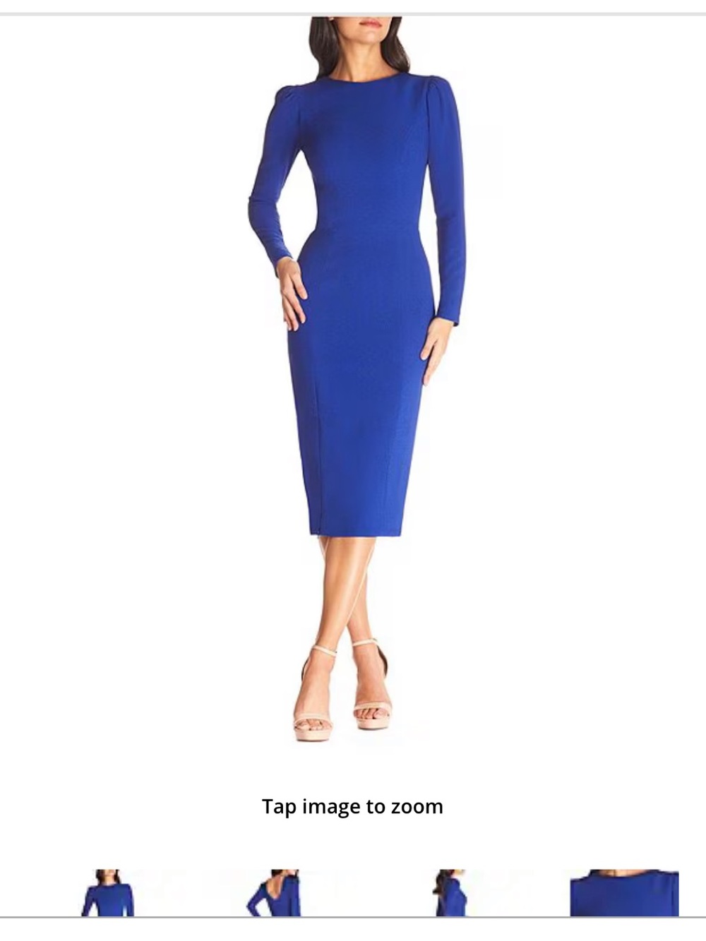 Dress the Population Royal Blue Long-Sleeve Bodycon Midi Dress